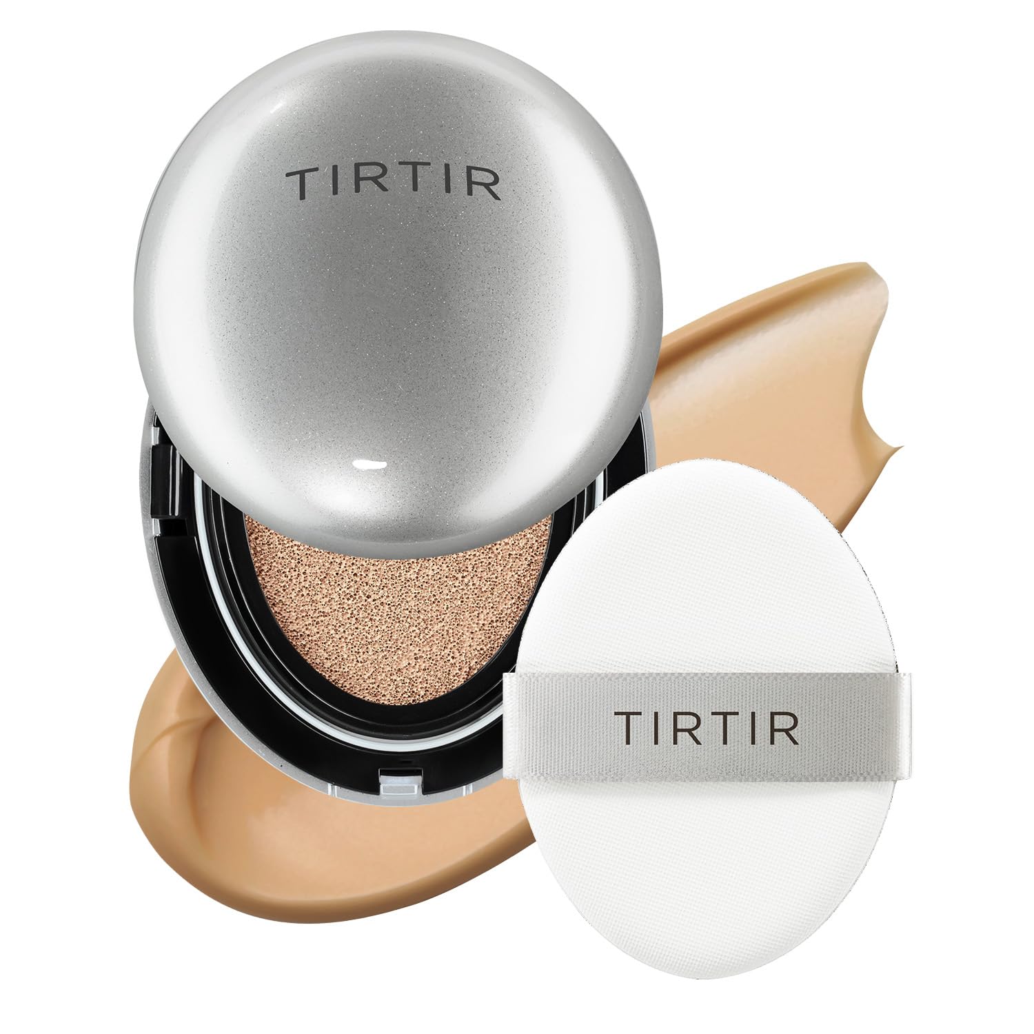 [*Mini Size*] TIRTIR Aura Glow Silver Cushion | Korean Cushion Foundation, (#21N Ivory, 0.15 Fl Oz)