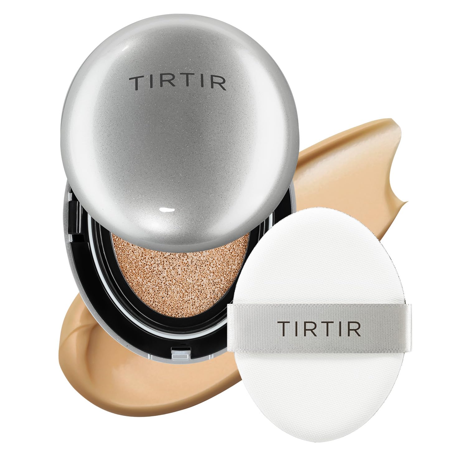 [*Mini Size*] TIRTIR Aura Glow Silver Cushion | Korean Cushion Foundation, (#21N Ivory, 0.15 Fl Oz)