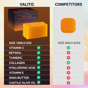 VALITIC Dark Spot Remover Soap Bars with Vitamin C, Retinol, Collagen, Turmeric - Original Japanese Complex Infused with Hyaluronic Acid, Vitamin E, Shea Butter, Castile Olive Oil (2 Pack)