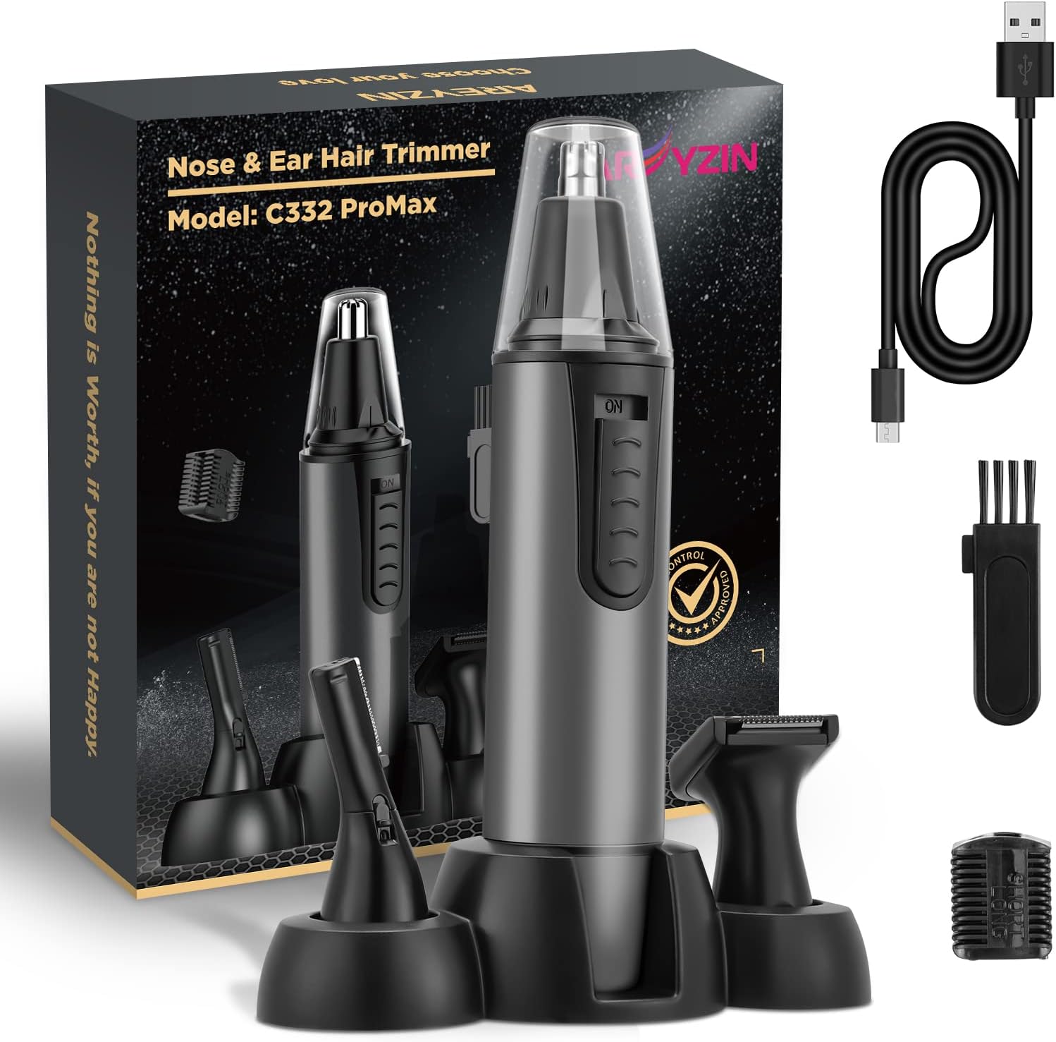 AREYZIN Ear and Nose Hair Trimmer for Men and Women Professional USB Rechargeable Nose Trimmer Nose Clippers Eyebrow Facial Hair Trimmer Body Grooming Kit IPX7 Waterproof Dual Edge Blades