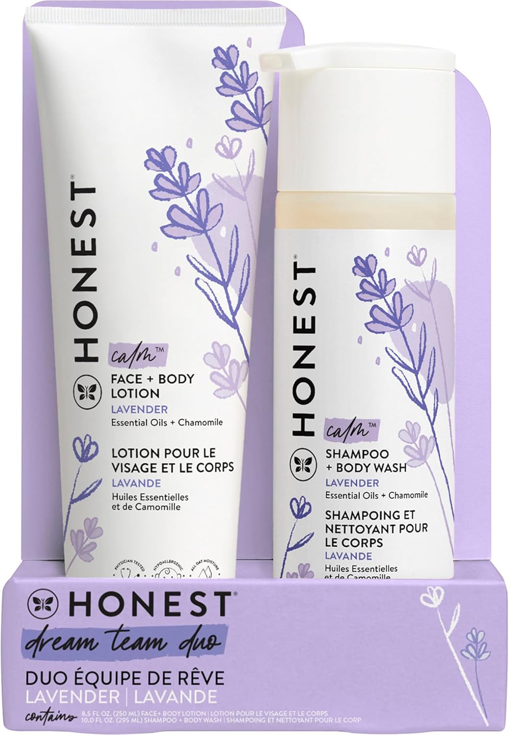 The Honest Company 2-in-1 Cleansing Shampoo + Body Wash and Face + Body Lotion Bundle | Gentle for Baby | Naturally Derived | Sweet Almond Nourish, 18.5 fl oz
