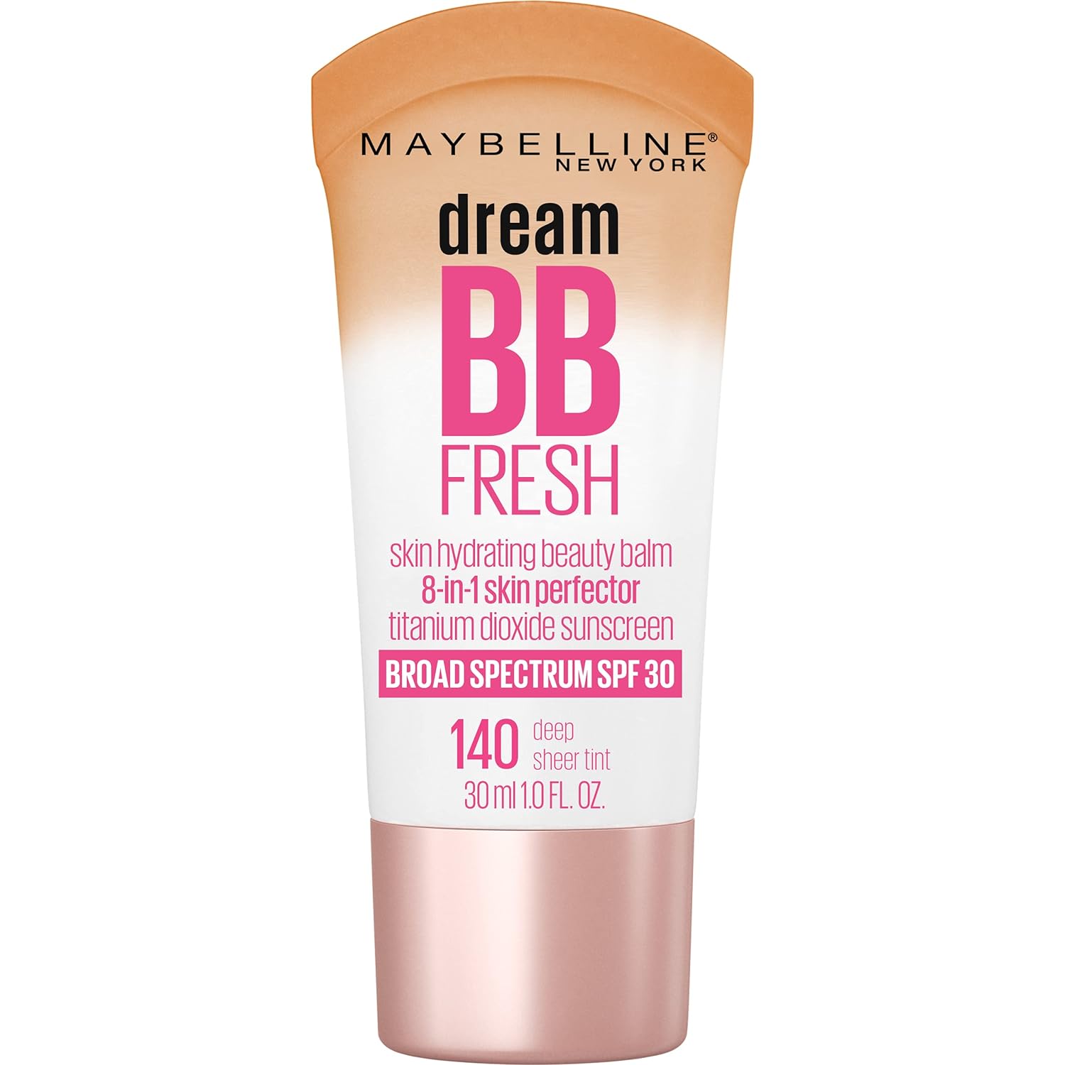 Maybelline Dream Fresh Skin Hydrating BB cream, 8-in-1 Skin Perfecting Beauty Balm with Broad Spectrum SPF 30, Sheer Tint Coverage, Oil-Free, Light/Medium, 1 Fl Oz