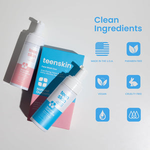 Teen Skin Face Wash Duo | Gentle Foaming Daily Boys & Girls Kids Face Wash | Non-toxic Ingredients | Perfect for Teens Preteens & Kids Looking to Prevent Acne | Two 5 oz Bottles