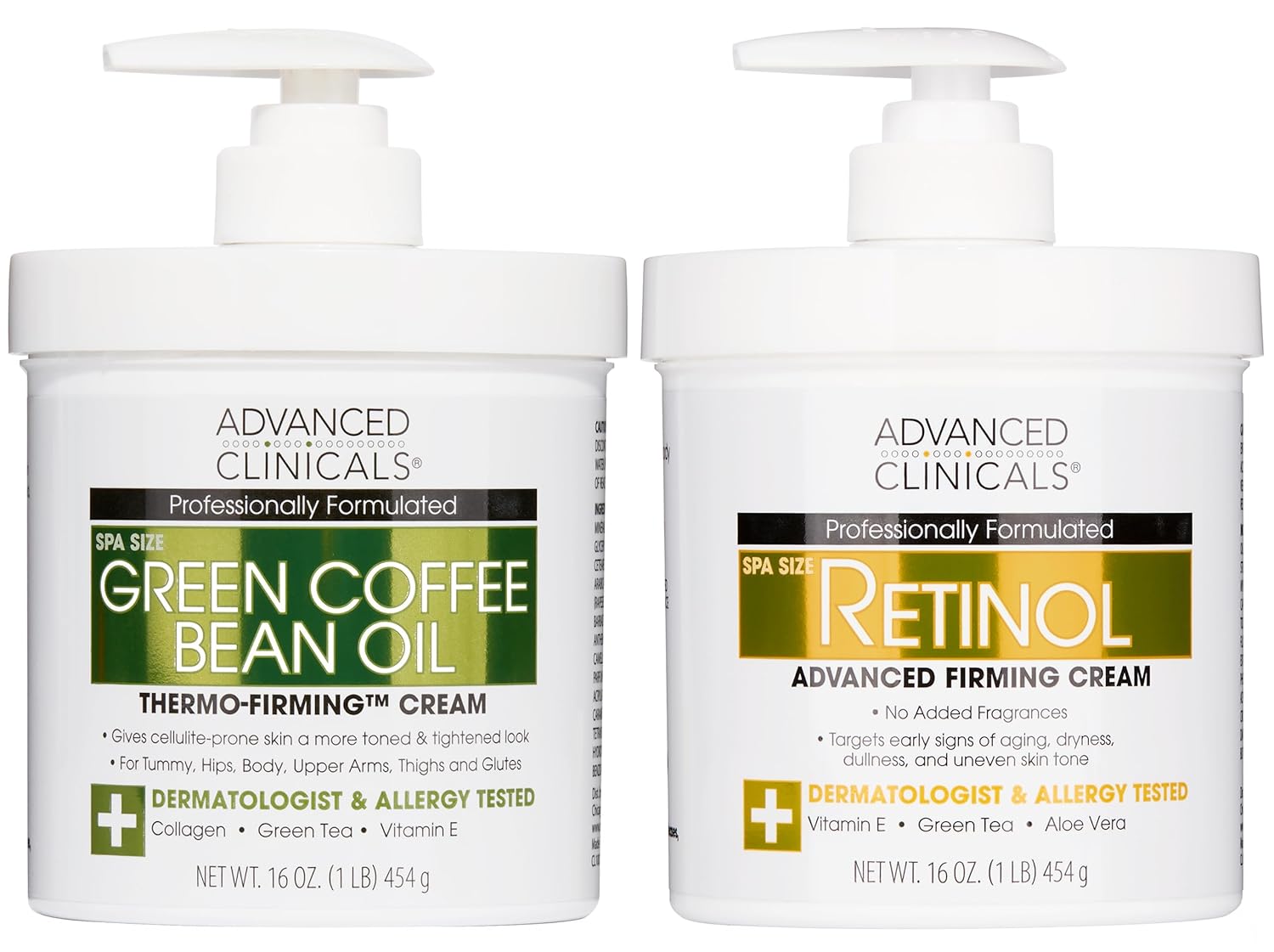 Advanced Clinicals Green Coffee Bean Thermo - Firming Body Lotion | Caffeine Infused Collagen Cream Moisturizer & Body Cream For Women, Stomach, Legs, & To Improve Look Of Textured Crepey Skin, 16 Oz