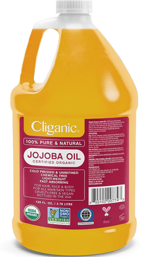Cliganic Organic Jojoba Oil, 100% Pure (4oz) | Moisturizing for Face, Hair, Skin & Nails | Natural Cold Pressed Hexane Free | Base Carrier Oil (Packaging May Vary)