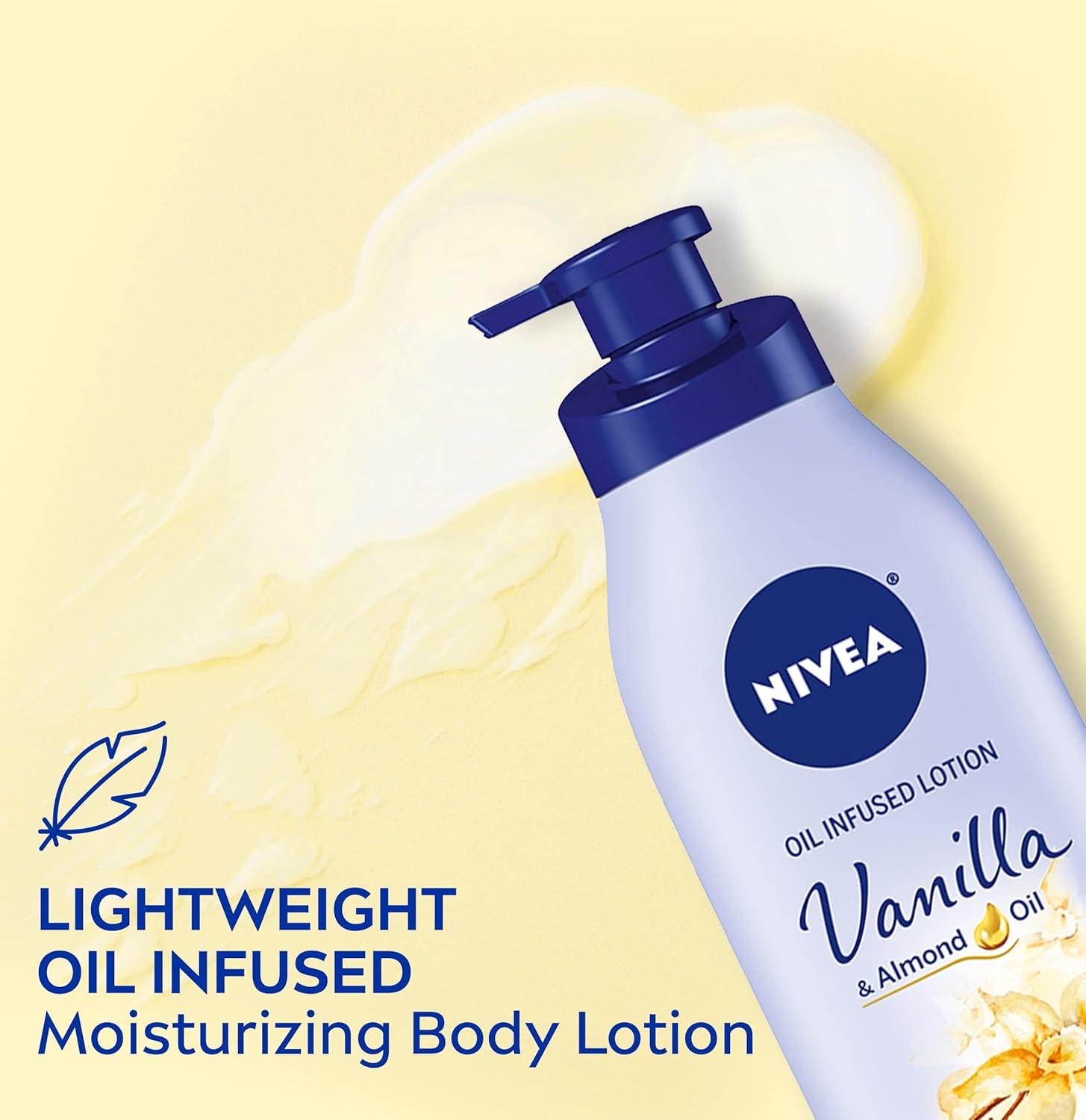 NIVEA Oil Infused Body Lotion, Vanilla and Almond Oil, Body Lotion for Dry Skin, 16.9 Fl Oz Pump Bottle