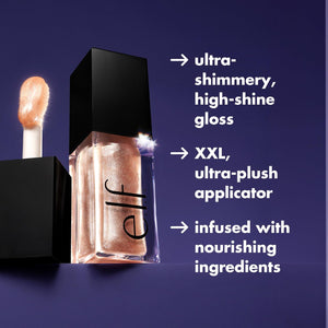 e.l.f. Glow Reviver Lip Oil, Nourishing and Hydrating with High-Shine Glimmer Finish & Sheer Wash Of Color, Minty Scent, Non-Sticky, Vegan & Cruelty-free, Super-neutral
