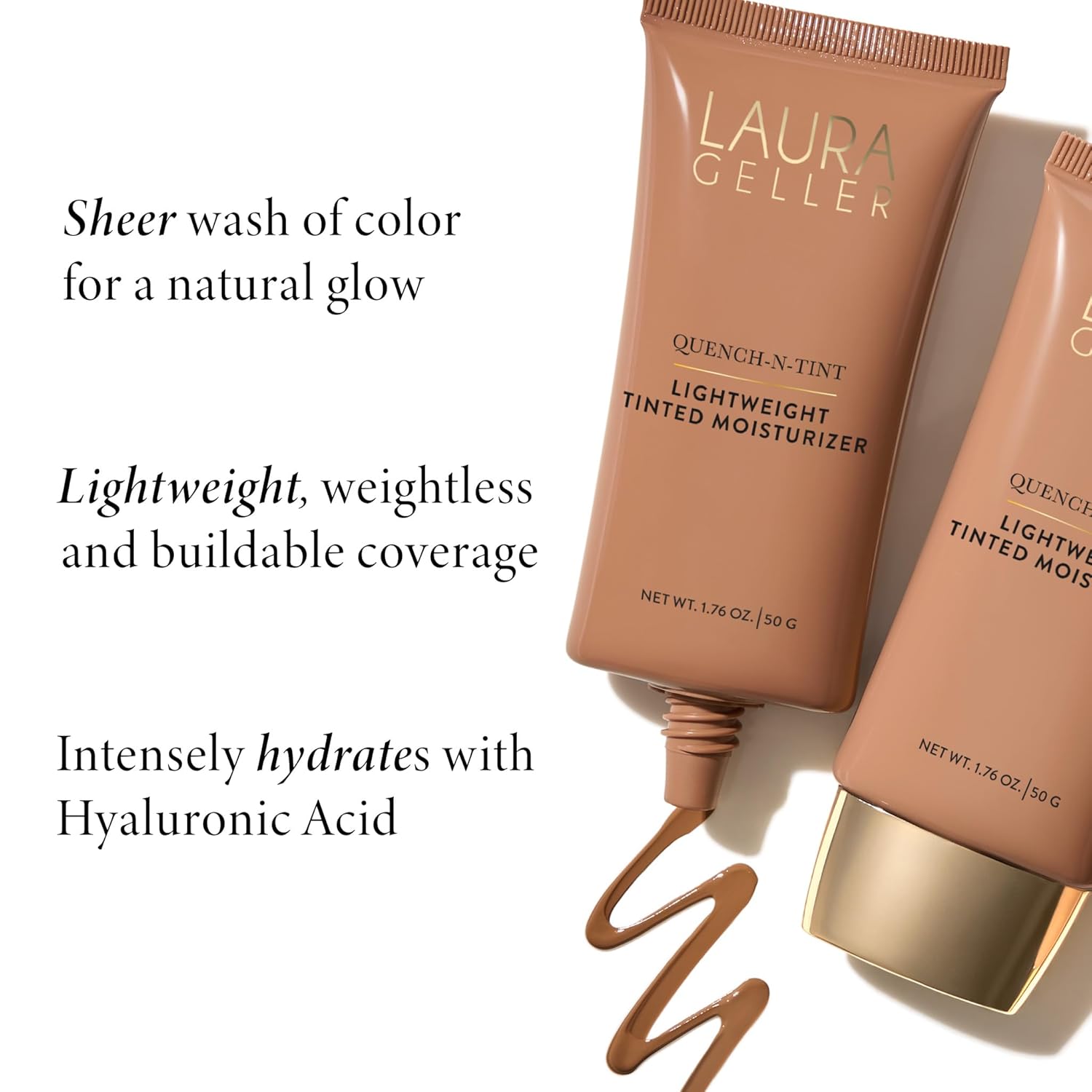 LAURA GELLER Quench-n-Tint Tinted Moisturizer – Lightweight Formula with Light Coverage – Porcelain/Fair Shade