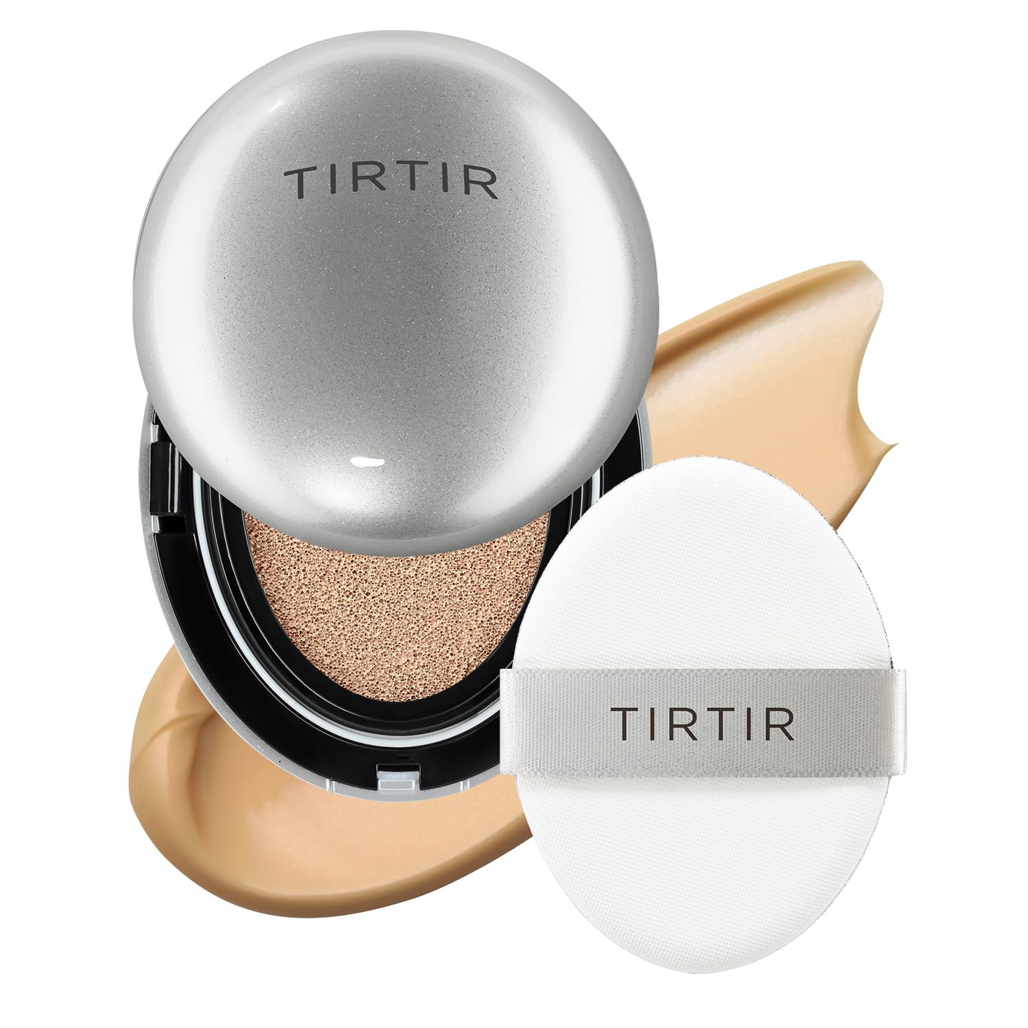 [*Mini Size*] TIRTIR Aura Glow Silver Cushion | Korean Cushion Foundation, (#21N Ivory, 0.15 Fl Oz)