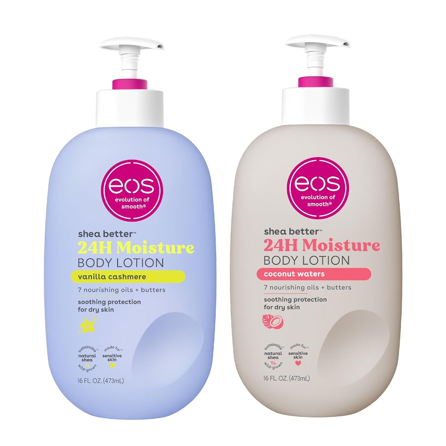 eos Shea Better Body Lotion- Vanilla Cashmere, 24-Hour Moisture Skin Care, Vegan, 16 fl oz
