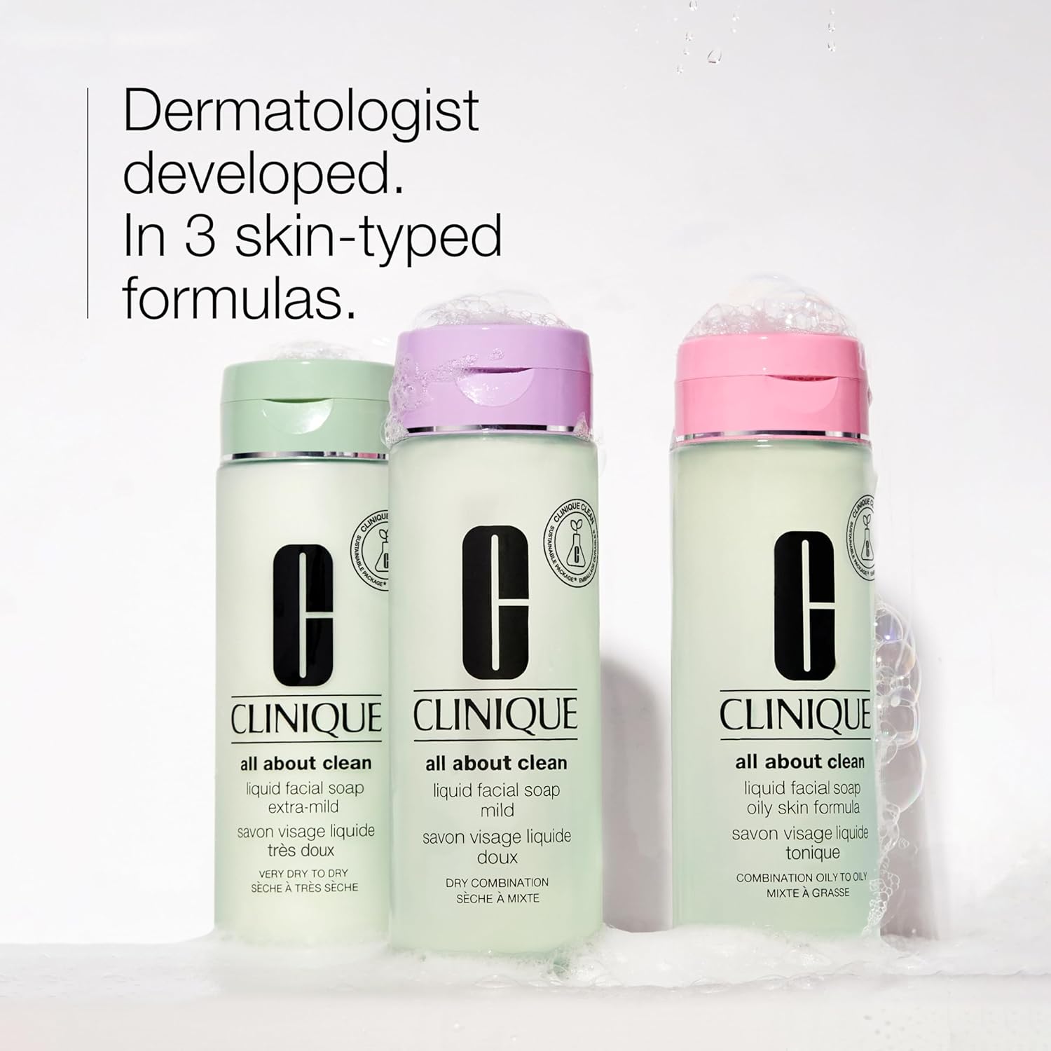 Clinique 3-Step All About Clean Liquid Facial Cleanser Soap For Oily Skin | Types 3 + 4