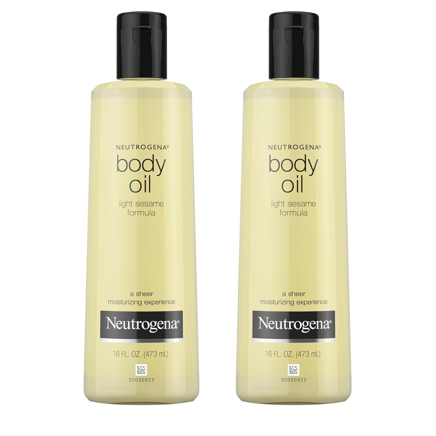Neutrogena Body Oil Light Sesame Formula, Twin Pack of 16 fl oz, Radiant Glow Moisturizer for Dry Skin, Bath & Shower Oil For Smooth and Hydrated Skin