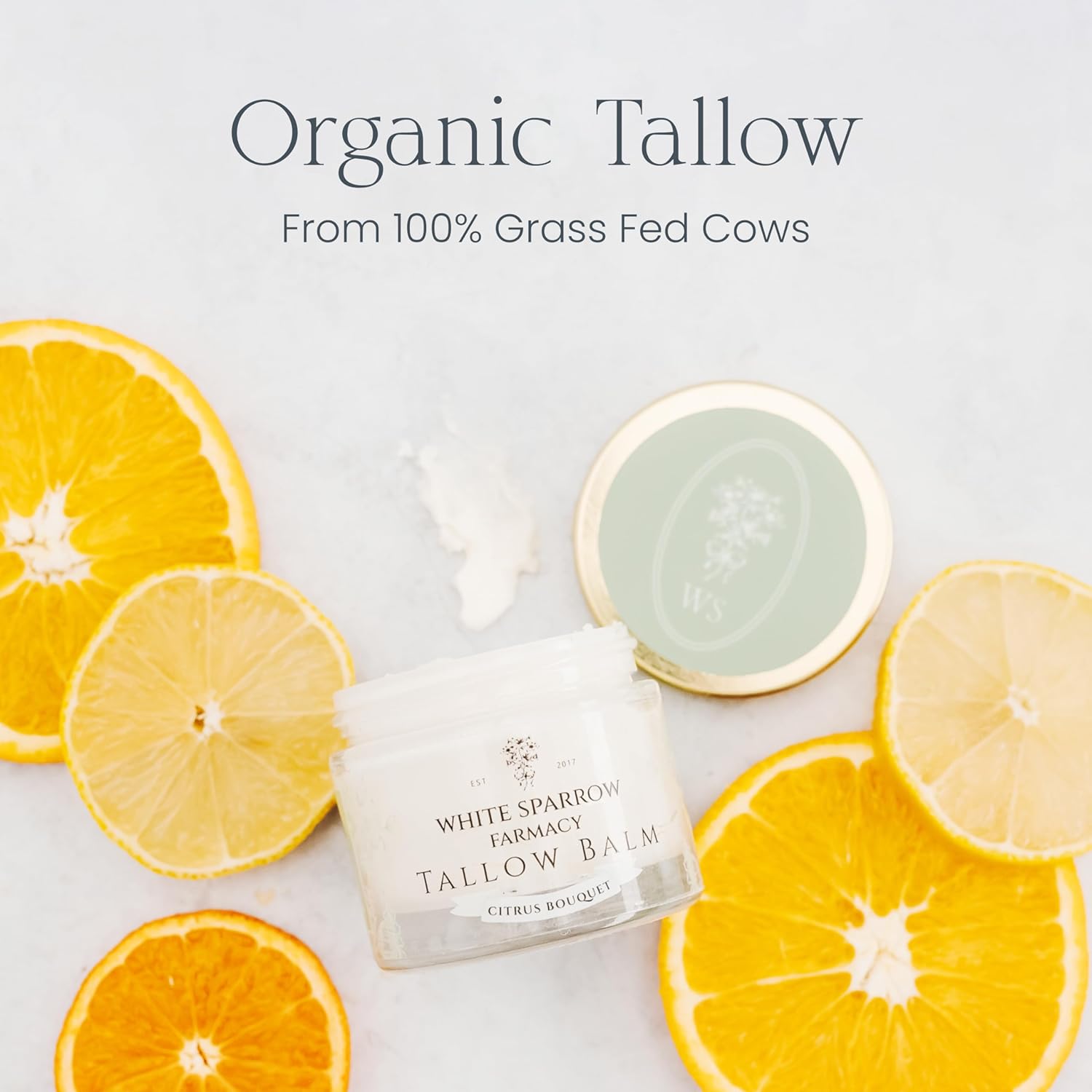 Organic Grass Fed Tallow Balm - (Citrus Bouquet) Organic Tallow from Grass Fed Cows & All Organic ingredients. For Face and Body. (2.0 oz)…