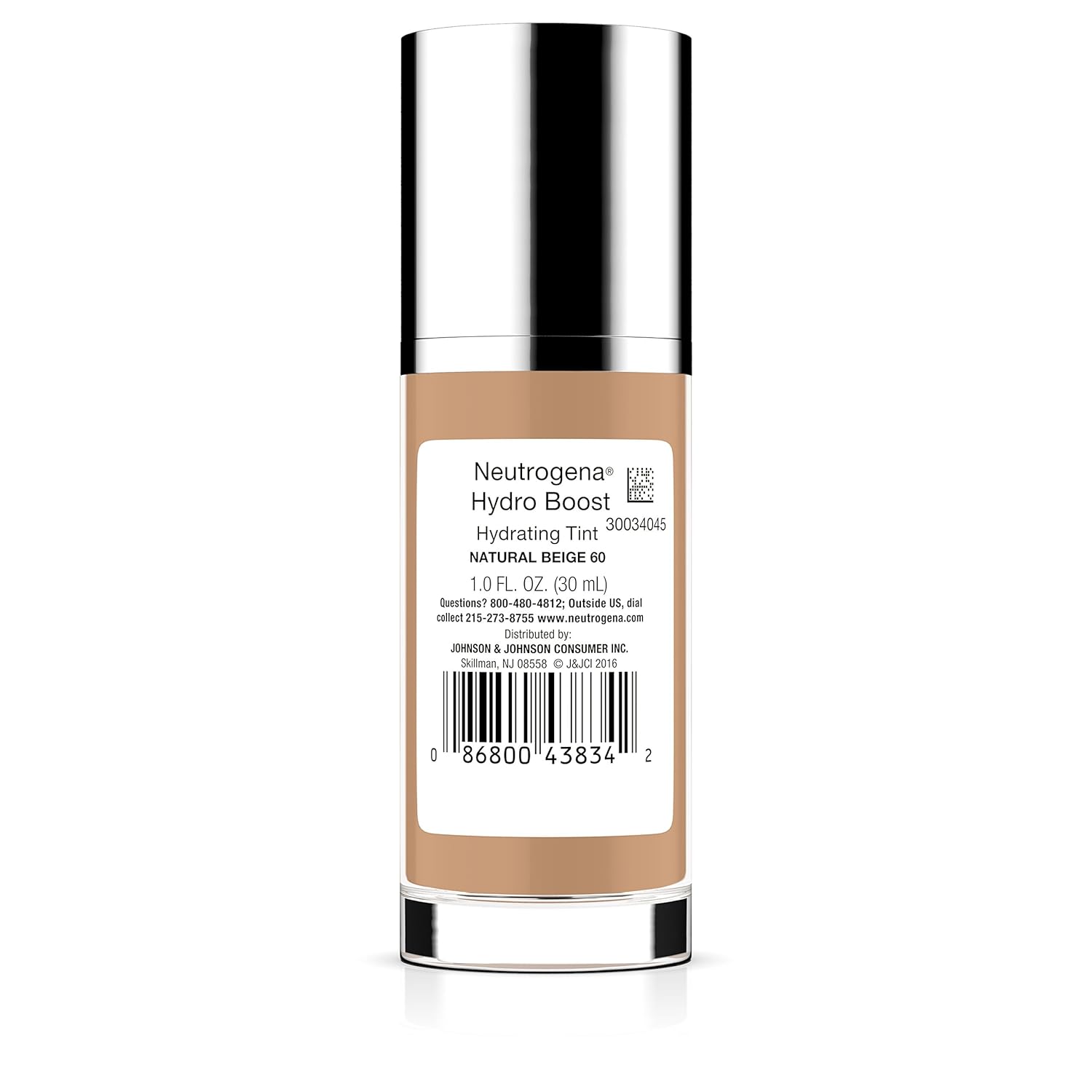 Neutrogena Hydro Boost Hydrating Tint with Hyaluronic Acid, Lightweight Water Gel Formula, Moisturizing, Oil-Free & Non-Comedogenic Liquid Foundation Makeup, 60 Natural Beige 1.0 fl. oz