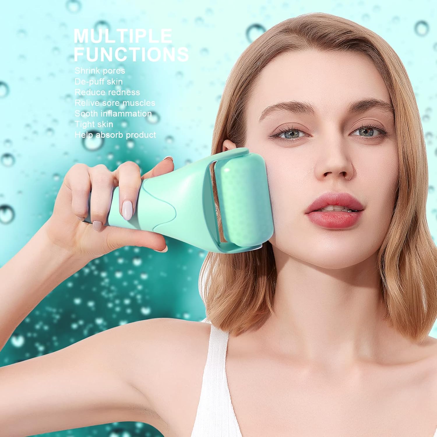 Teenitor Mint Green Ice Roller, Cold Face Roller, Ice Roller for Face & Eye Puffiness Relief, Ice Face Roller Skin Care Beauty Tools