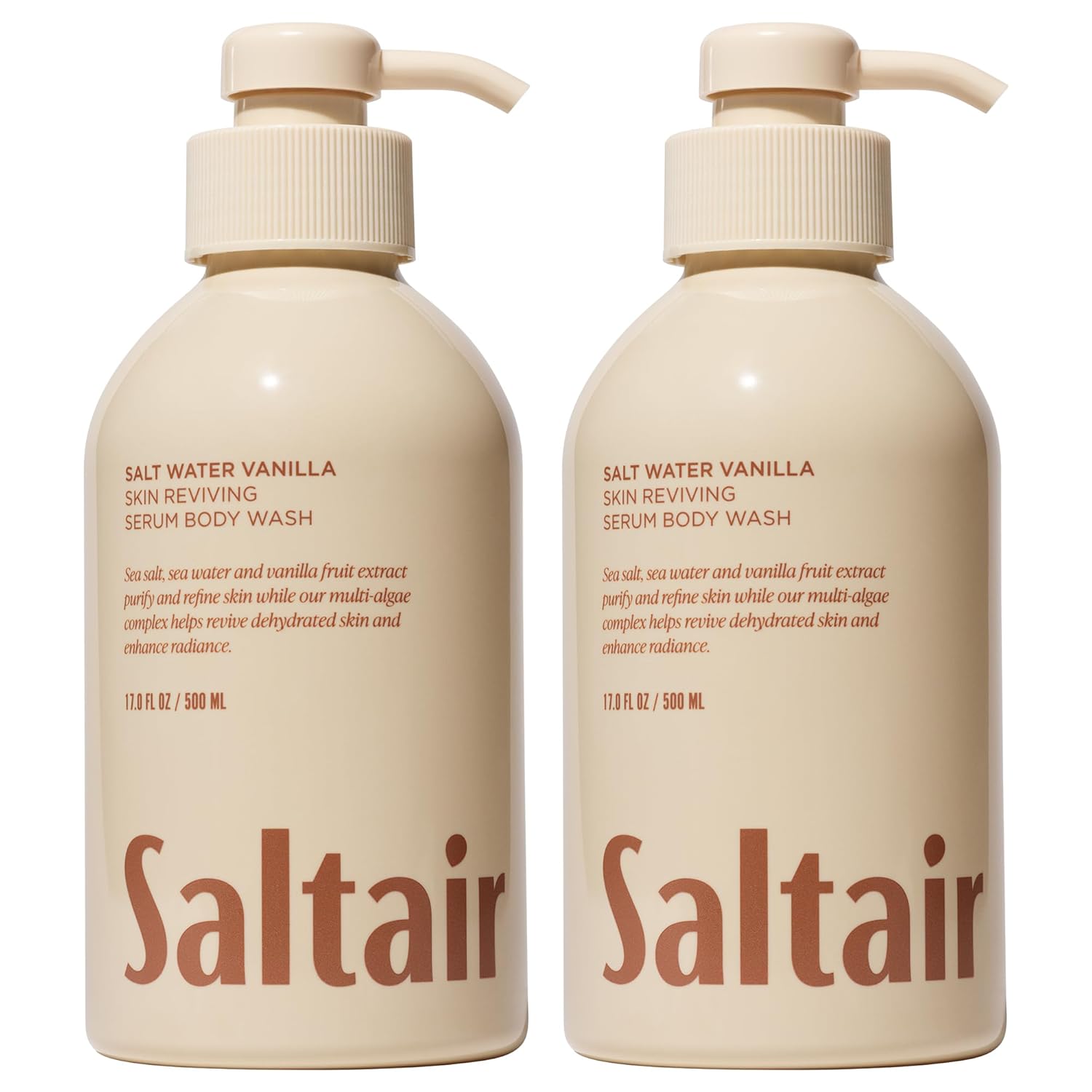 Saltair Body Wash, Santal Bloom 2-Pack. Moisturizing Body Cleanser with Monoi Oil and Cupuacu Butter. Luxury Shower Gel for Women. Vegan, Cruelty-Free Paraben Free. 2x 17oz Pump Bottles