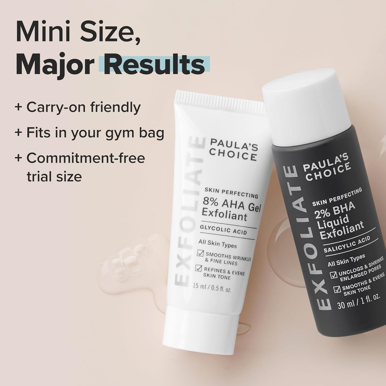 Paula's Choice SKIN PERFECTING 8% AHA Gel Exfoliant & 2% BHA Liquid Duo - Facial Exfoliants for Blackheads, Enlarged Pores, Wrinkles, and Fine Lines w/Glycolic and Salicylic Acid