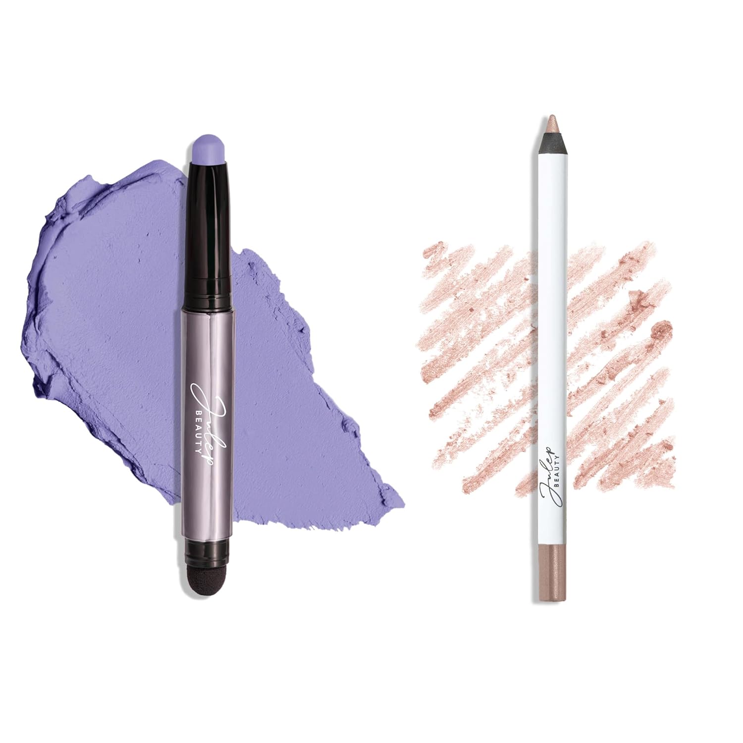 Julep Eyeshadow 101 Crème-to-Powder Eyeshadow Stick Duo + When Pencil Met Gel Sharpenable Multi-Use Longwear Eyeliner Pencil, 3pc Set - Bronze Shimmer, Soft Black & Marmalade Shimmer