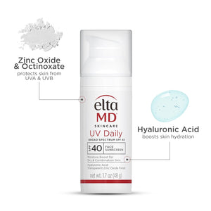 EltaMD UV Daily SPF 40 Face Sunscreen Moisturizer with Zinc Oxide, Daily Face Moisturizer with SPF, Sunscreen, 1.7 oz Pump