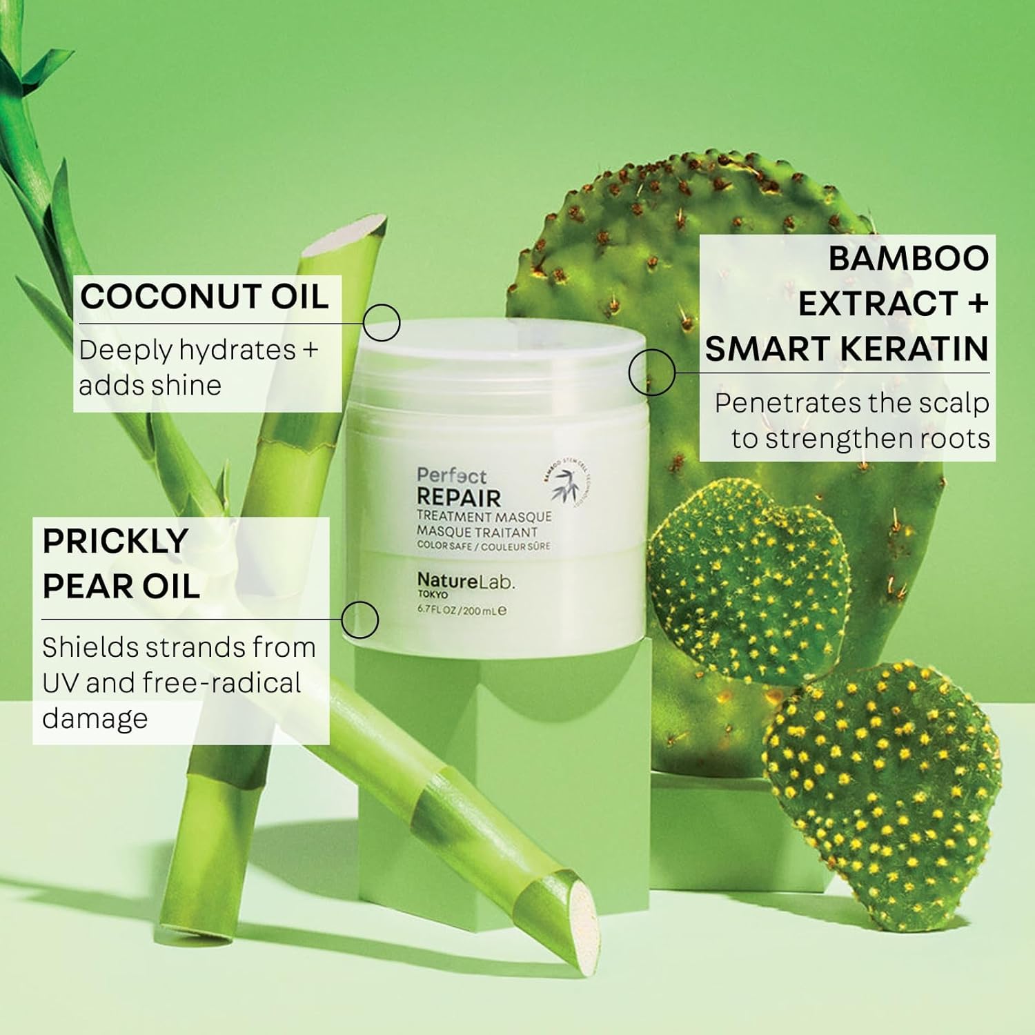 NATURELAB. TOKYO Perfect Repair Treatment Masque: Heat and Color Protection, Hair Mask Treatment to Strengthen and Repair Dull, Damaged, Brittle Hair I 6.7 FL OZ / 200ml