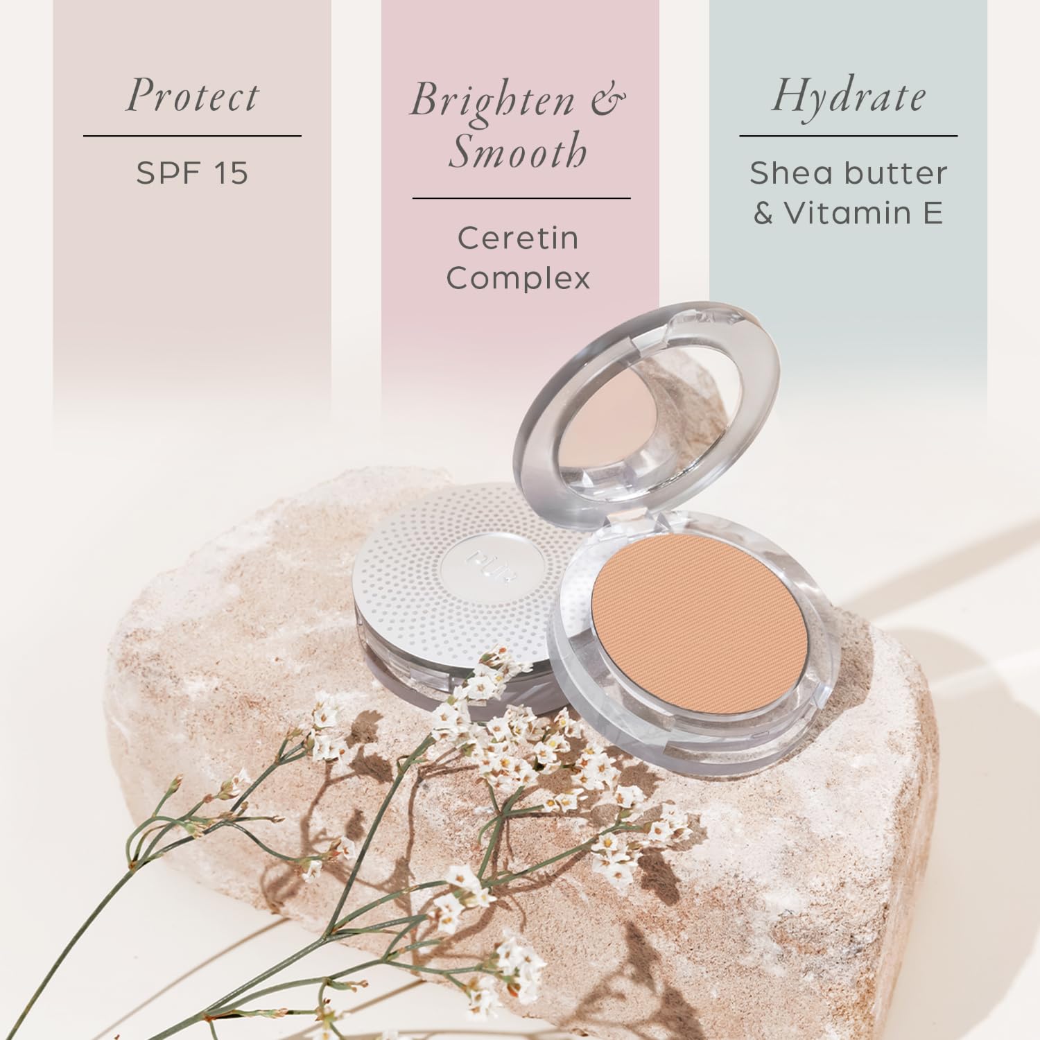 PUR Beauty 4-in-1 Pressed Mineral Makeup Powder Foundation with SPF 15 - Concealer & Finishing Compact Pressed Powder for Face - Buildable Medium to Full Coverage Foundation Powder