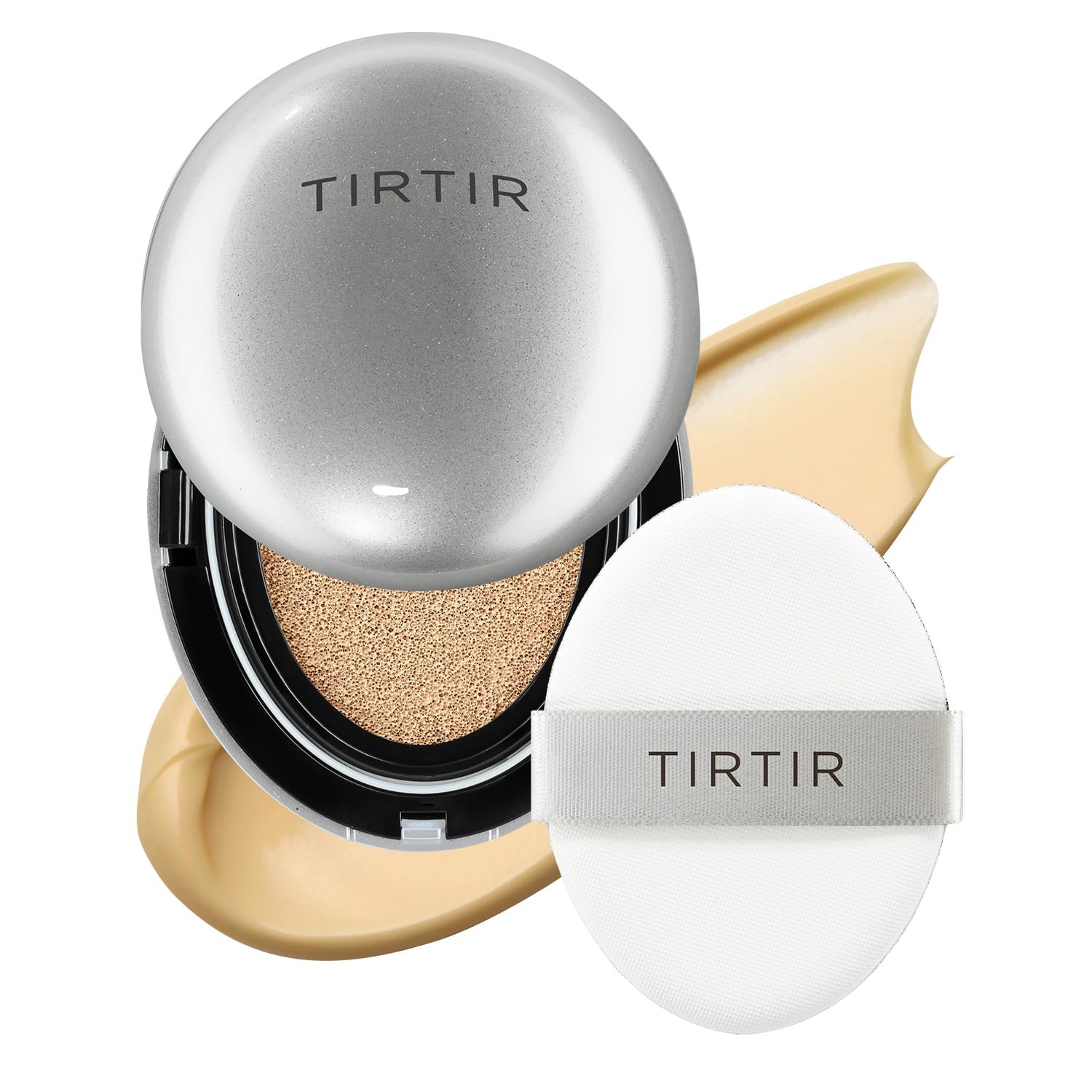 [*Mini Size*] TIRTIR Aura Glow Silver Cushion | Korean Cushion Foundation, (#21N Ivory, 0.15 Fl Oz)