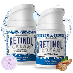 LilyAna Naturals Retinol Cream - Made in USA, Anti Aging Moisturizer for Face and Neck, Wrinkle, Retinol Complex, Body Mousse - 1.7oz