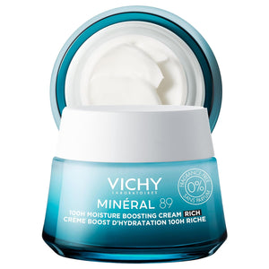 Vichy Mineral 89 Fragrance Free Cream, Moisture Boosting Cream with Hyaluronic Acid, Daily Face Moisturizer, Available in 3 Formulas For All Skin Types, Dry & Sensitive Skin & Mattifying for Oily Skin