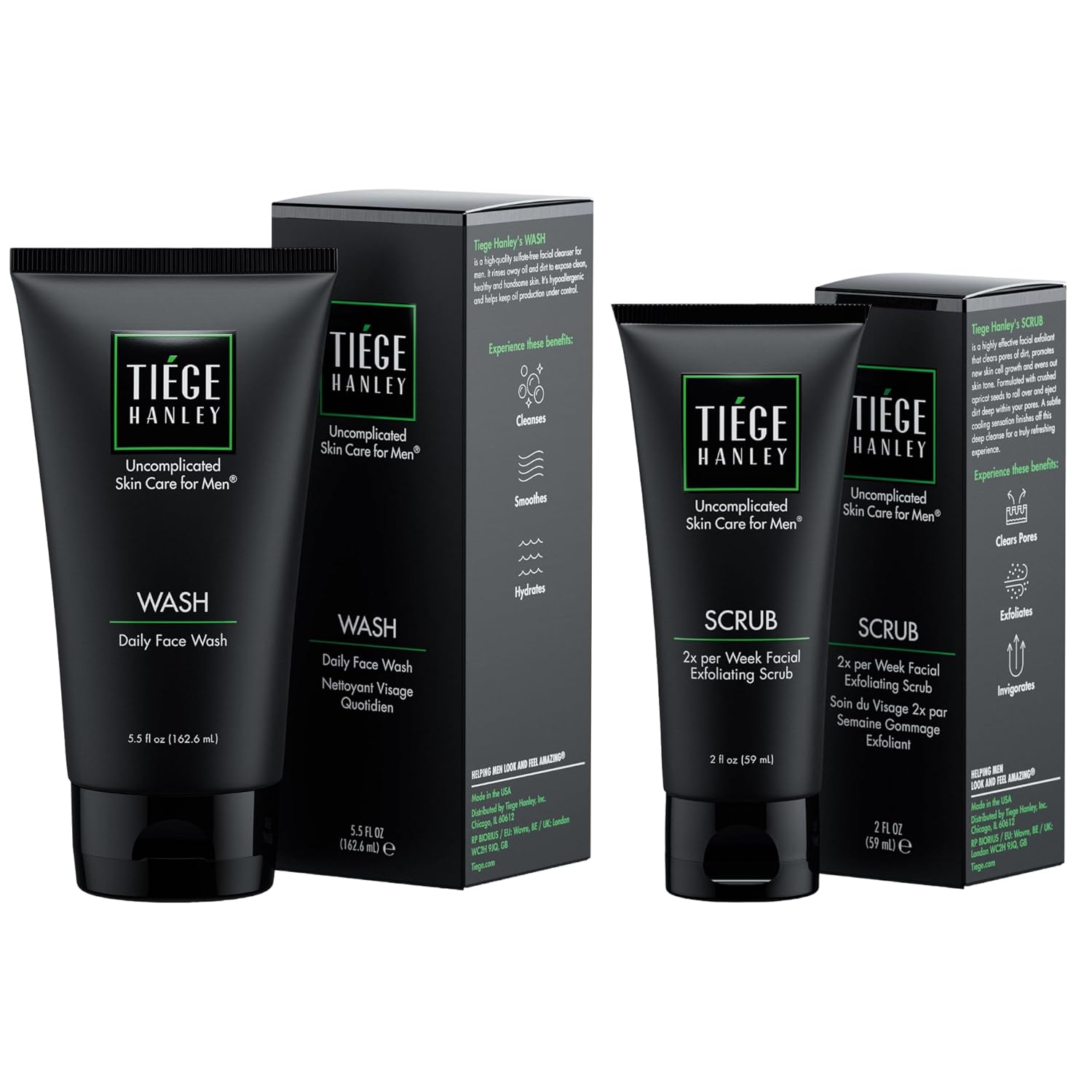 Tiege Hanley Daily Mens Face Wash, 5.5 Oz - Gentle Fragrance-Free Face Cleanser for Men Revitalizes, Hydrates & Softens Skin - Men's Face Wash & Facial Cleanser Skincare for Dry & Sensitive Skin