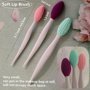 3 Pcs Lip Scrub Brush,Lip Scrubber Exfoliator,Silicone Lip Brush Tool Double-Sided Mini Exfoliating Brush For Men Women Lip Lightening For Dark Lips Exfoliator Scrub Brush