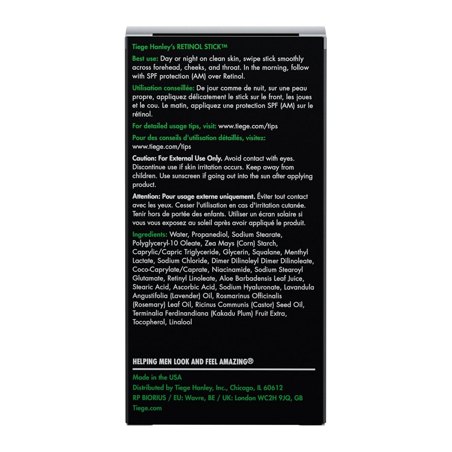 Tiege Hanley Retinol Stick for Men - Anti-Aging Retinol Stick with Hyaluronic Acid & Niacinamide for Fine Lines, Dark Circles, & Wrinkles - Firms Skin & Improves Collagen Production