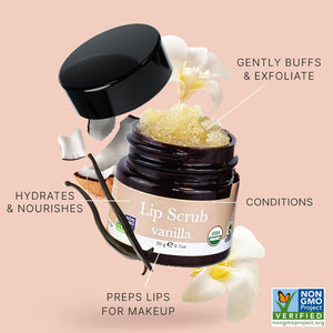 USDA Organic Lip Scrub Vanilla - USA Made with Natural Ingredients, Lips Exfoliator, Moisturizing Scrub for Dry Lips, Lip Sugar Scrubber Exfoliator for Smooth Lips, Small Beauty Gifts