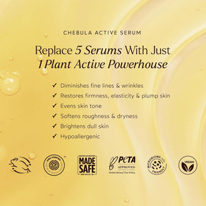 True Botanicals Chebula Active Serum | Optimizes Skins Collagen Levels | Anti-Aging Serum | Treats Fine Lines & Wrinkles | All Skin Types | Dermatologist Tested, All Natural, Vegan | 1 fl oz | 30 ml