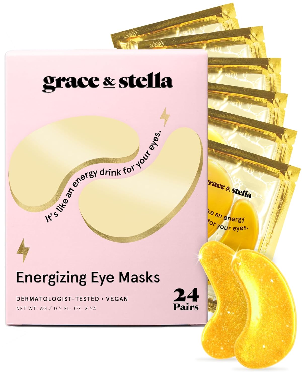 grace & stella Under Eye Mask - Gifts for Women - Reduce Dark Circles, Puffy Eyes, Undereye Bags, Wrinkles - Overnight Gel Under Eye Patches - Bridesmaid Gifts - Vegan Self Care (24 Pairs, Gold)