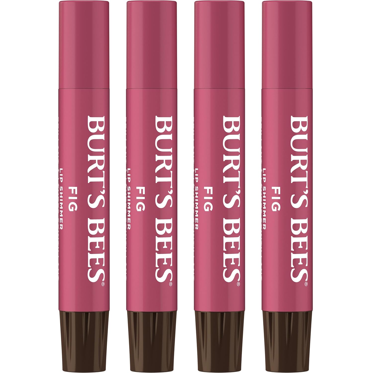 Burt's Bees Shimmer Lip Tint Set, Tinted Lip Balm Stick, Moisturizing for All Day Hydration with Natural Origin Glowy Pigmented Finish & Buildable Color, Fig (4-Pack)