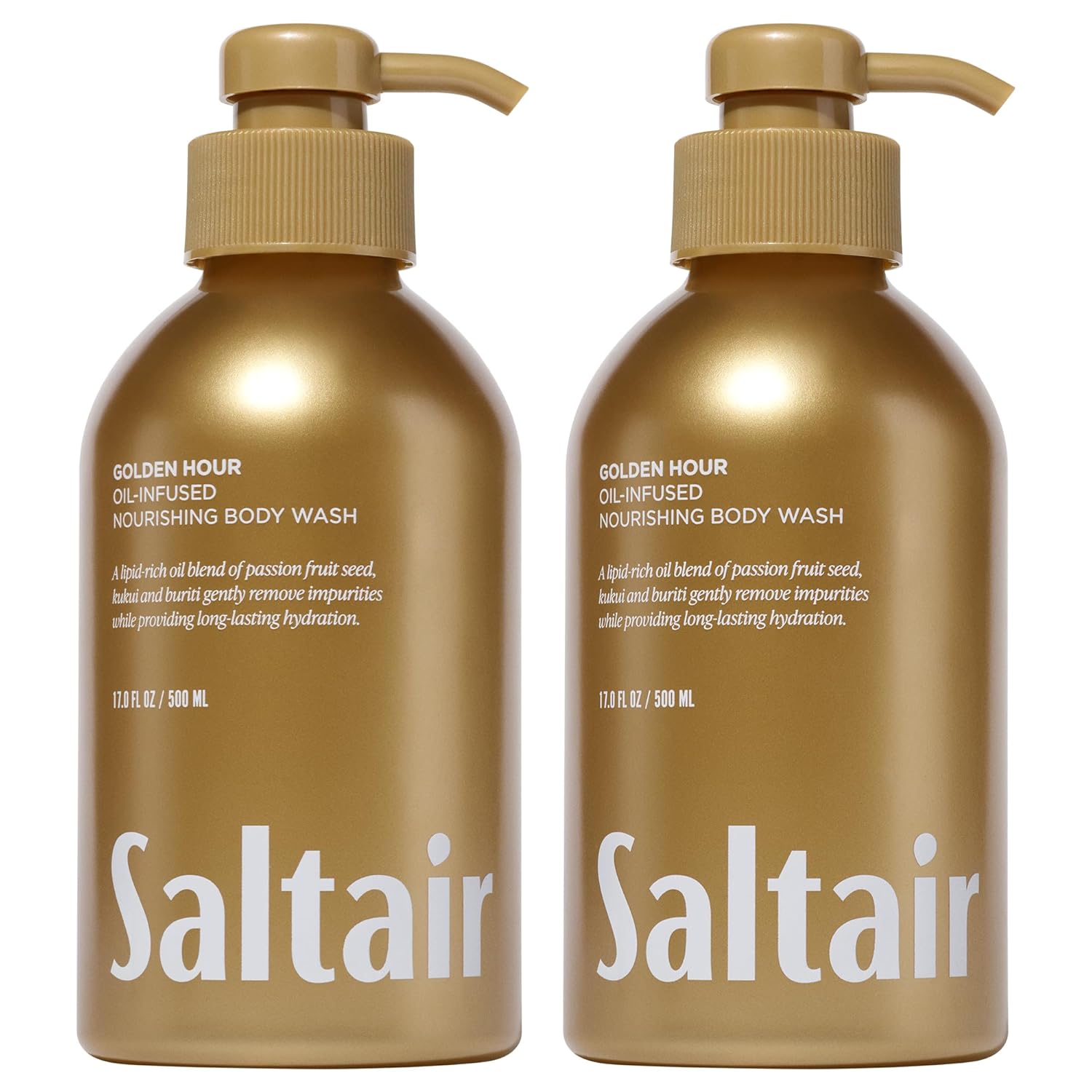 Saltair Body Wash, Signature Scents 2-Pack. Moisturizing Body Cleanser with Monoi Oil and Cupuacu Butter. Luxury Shower Gel for Women and Men. Vegan, Cruelty-Free, Paraben-Free. 2x 17oz Pump Bottles