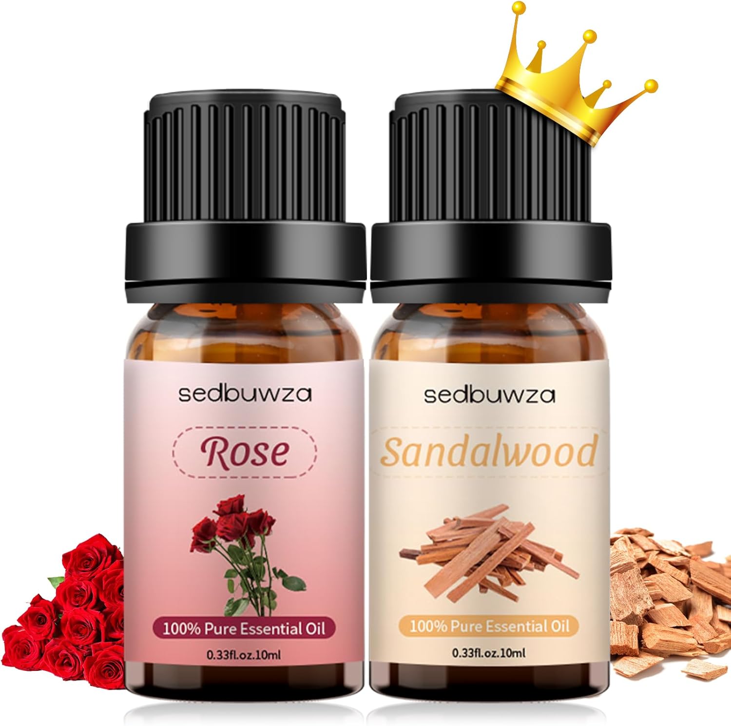 Sedbuwza Rose Essential Oil, 100% Pure Organic Rose Fragrance Oil for Diffuser, Humidifier, Soap, Candle, Perfume - 10ml