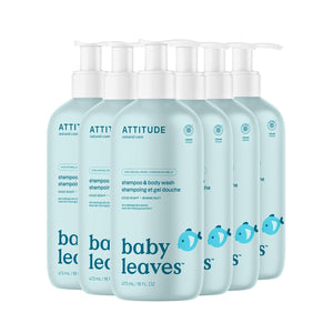 ATTITUDE 2-in-1 Shampoo and Body Wash for Baby, Fragrance-Free EWG Hypoallergenic Plant- and Mineral-Based Ingredients, Vegan and Cruelty-Free, Unscented, 16 Fl Oz