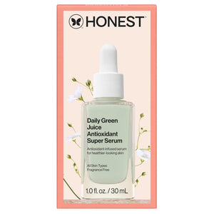 Honest Beauty Daily Green Juice Antioxidant Super Serum | Improves Skin Tone + Texture | Gentle for Sensitive Skin, Fragrance Free, Vegan | 1 fl oz