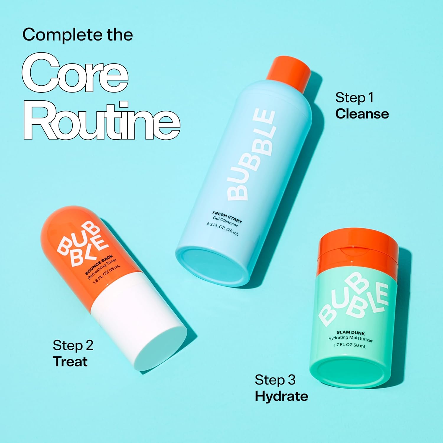 Bubble Skincare Slam Dunk Bundle - Hydrating Face Cream for Dry Skin Made with Vitamin E + Aloe Vera Juice for a Glowing Complexion - Skin Care with Blue Light Protection (50ml + 10ml, 2 Count)