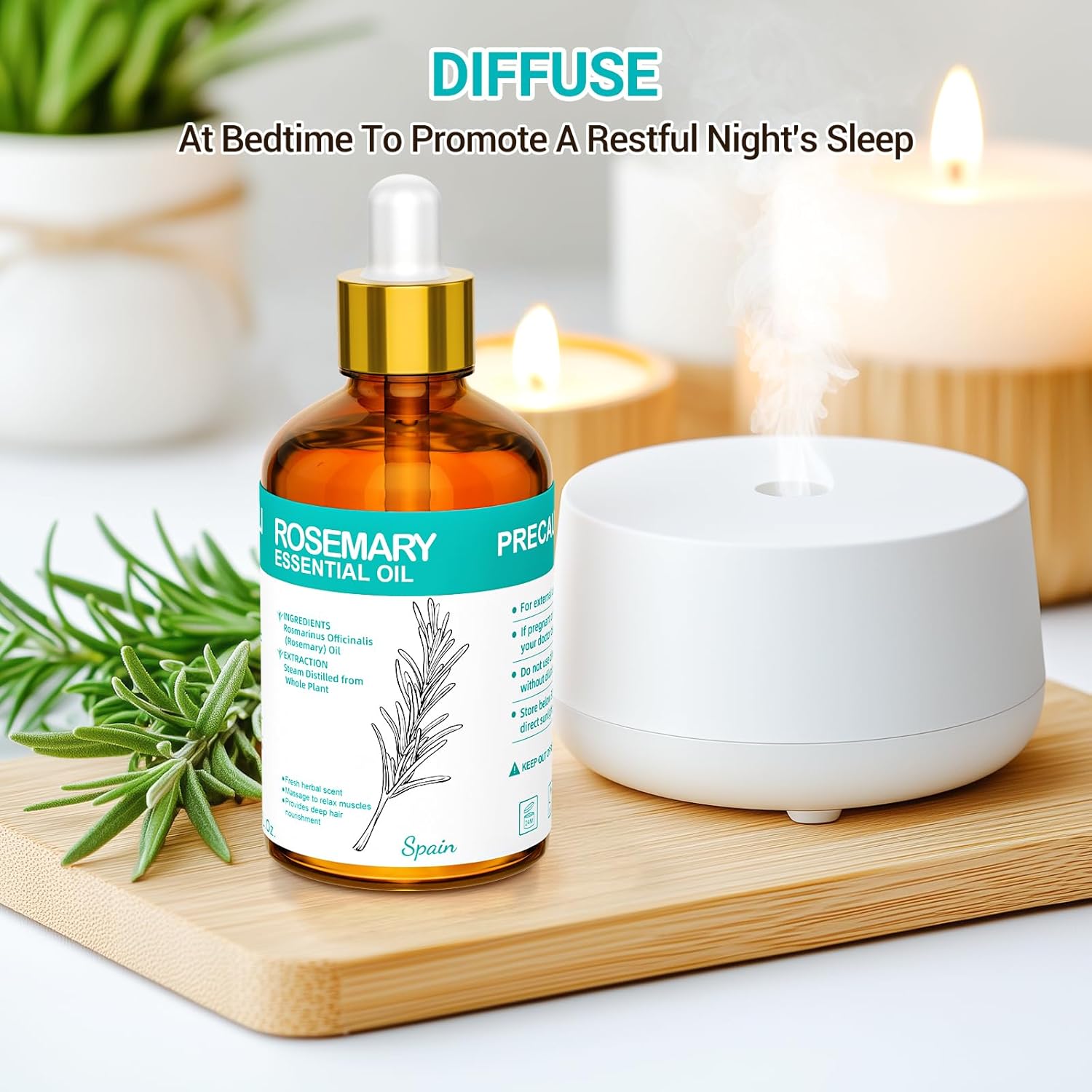 Rosemary Oil 3.38 fl oz Rosemary Essential Oil 100% Pure Undiluted for Hair, Scalp, Skin, Diffusers, Aromatherapy, Massage, Soap and Candle Making