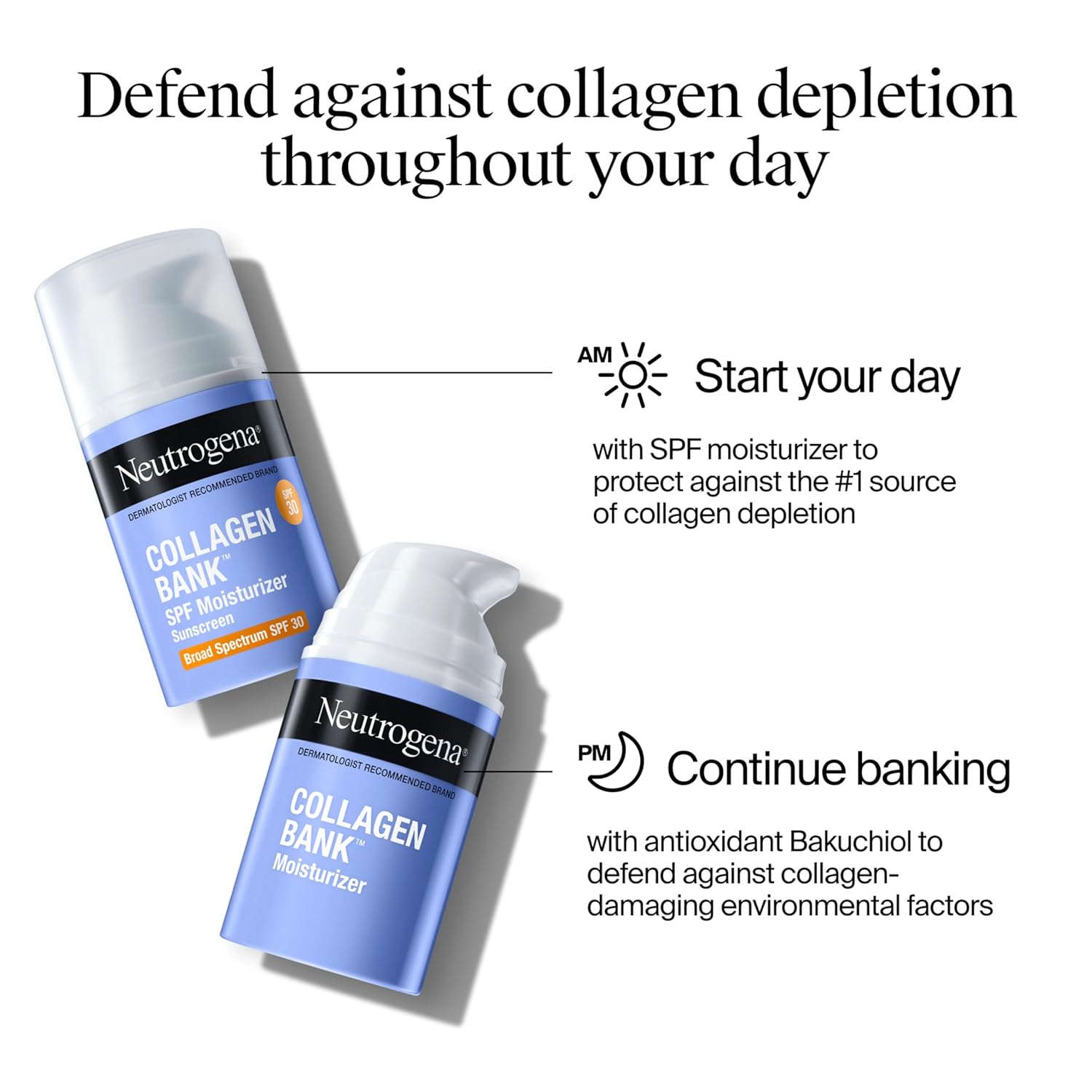 Neutrogena Collagen Bank Face Moisturizer, Daily Skin Care Anti-Aging Face & Neck Collagen Cream with Bakuchiol for Visibly Plump Skin, 2 fl. Oz & Trial Size Hydro Boost Facial Cleanser, 0.5 oz