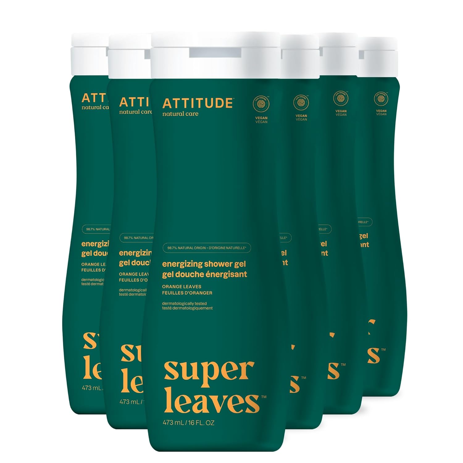 ATTITUDE Body Wash, EWG Verified Shower Gel, Dermatologically Tested, Plant and Mineral-Based, Vegan Personal Care Products, White Tea Leaves, 16 Fl Oz