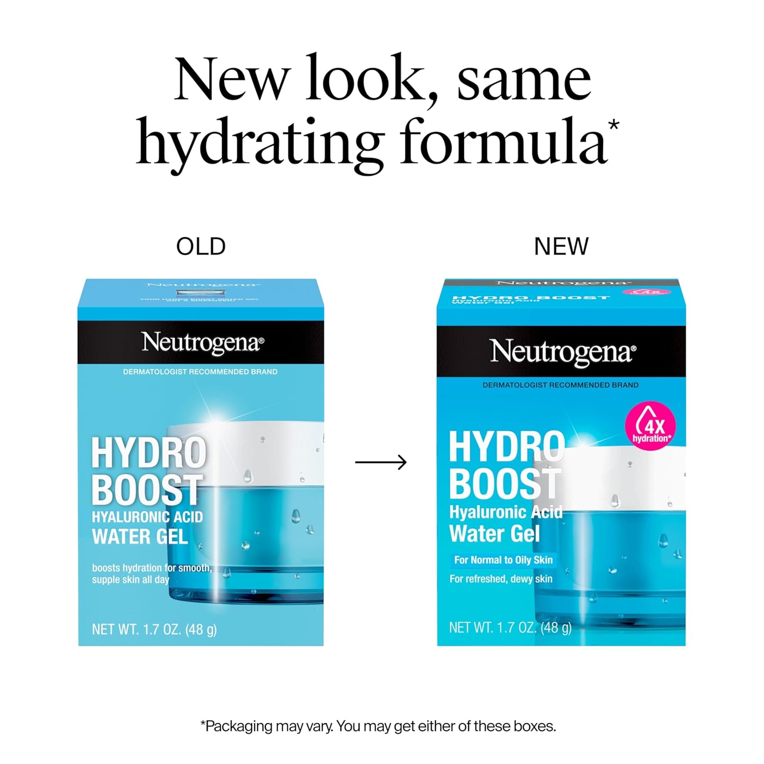 Neutrogena Hydro Boost Water Gel, 24 Hr Hydration for Normal/Oily Skin, Signature Fragrance, Face Moisturizer with Hyaluronic Acid, Skin Care for Juicy, Deeply Hydrated Skin, 1.7 oz
