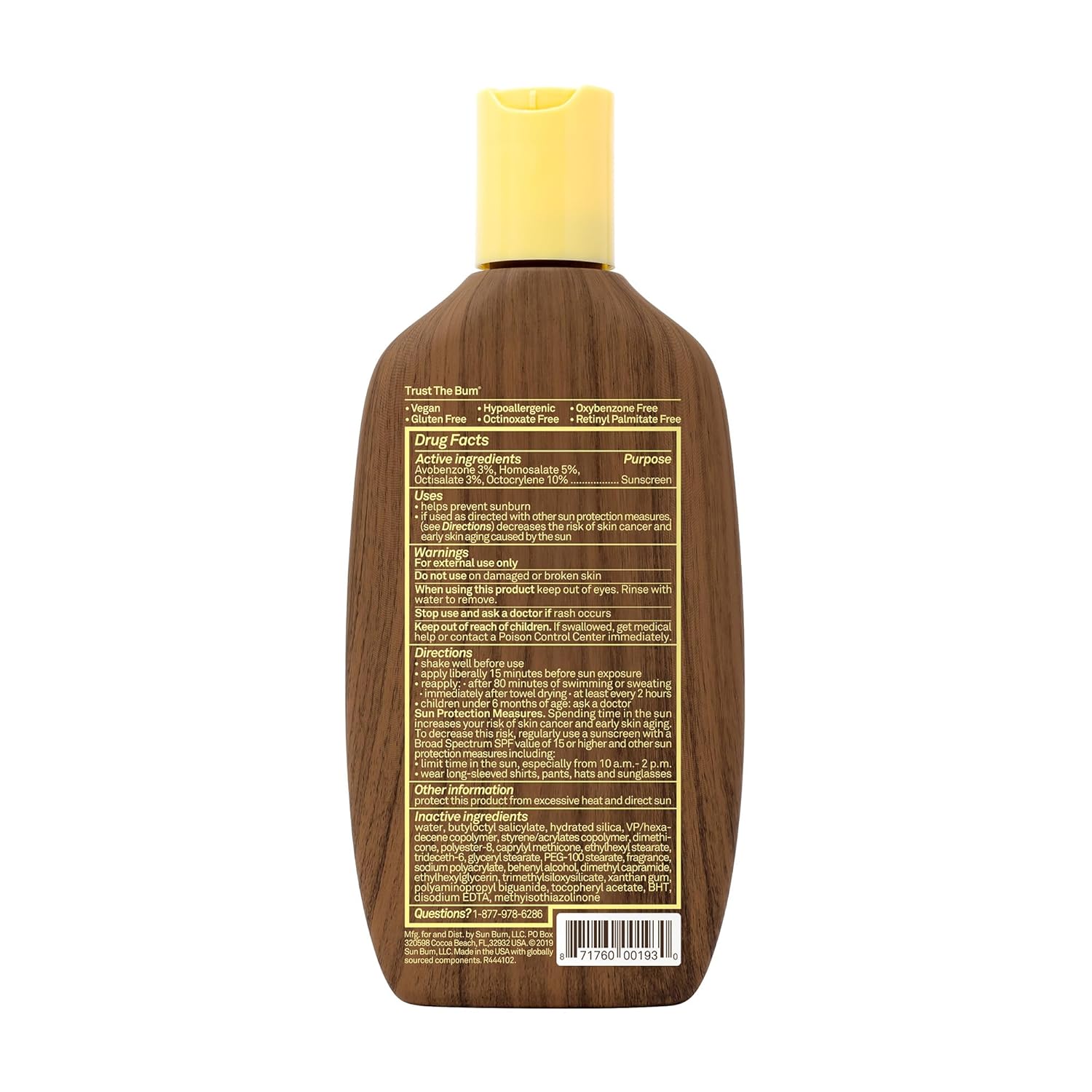 Sun Bum Original SPF 30 Sunscreen Body Lotion - Broad Spectrum Moisturizing Sunscreen with Vitamin E - Hawaii 104 Act Compliant (Made without Octinoxate & Oxybenzone) - 8 oz