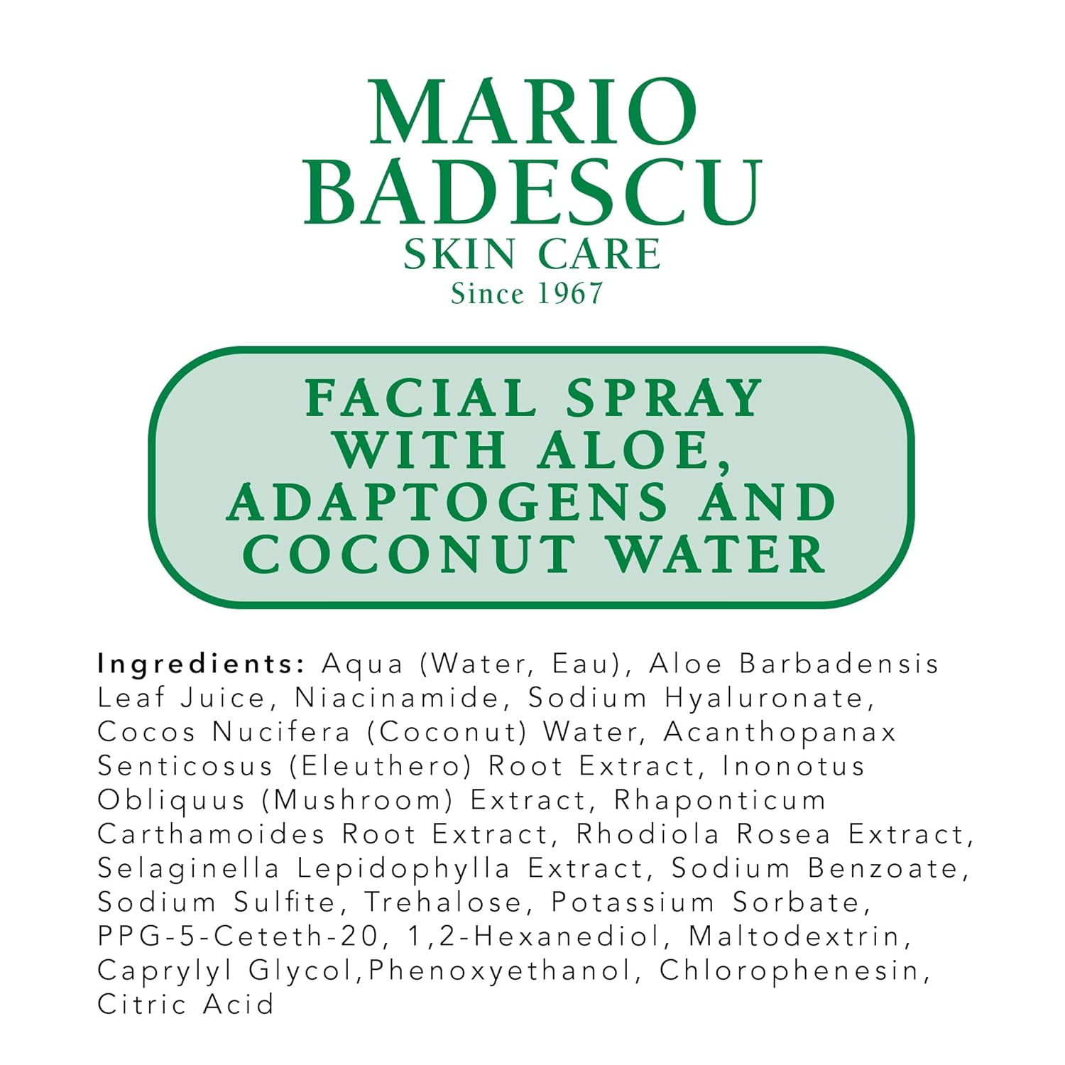 Mario Badescu Setting Facial Spray Mist with Aloe & Coconut Water, Refreshing and Hydrating Makeup Spray, Alcohol, Fragrance, Dye & Sulfate Free