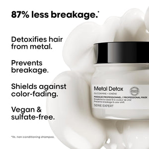 L’Oreal Professionnel Metal Detox Hair Mask - Sulfate-Free Deep Conditioner & Treatment For Dry or Damaged & All Hair Types, Prolongs Hair Color, Prevents Damage & Adds Softness