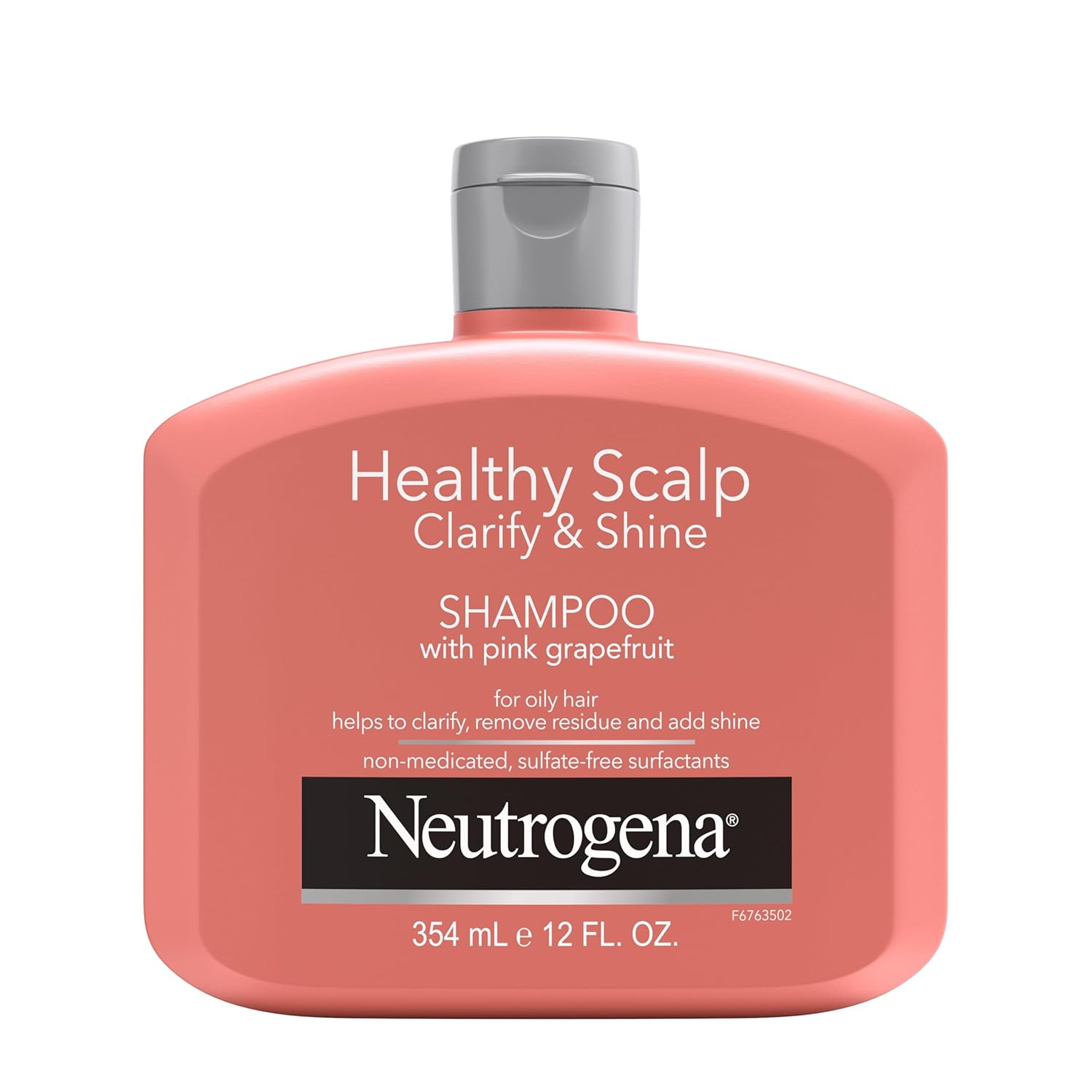 Neutrogena Exfoliating Healthy Scalp Clarify & Shine Shampoo for Oily Hair and Scalp, Anti-Residue Shampoo with Pink Grapefruit, pH-Balanced, Paraben & Phthalate-Free, Color-Safe, 12oz