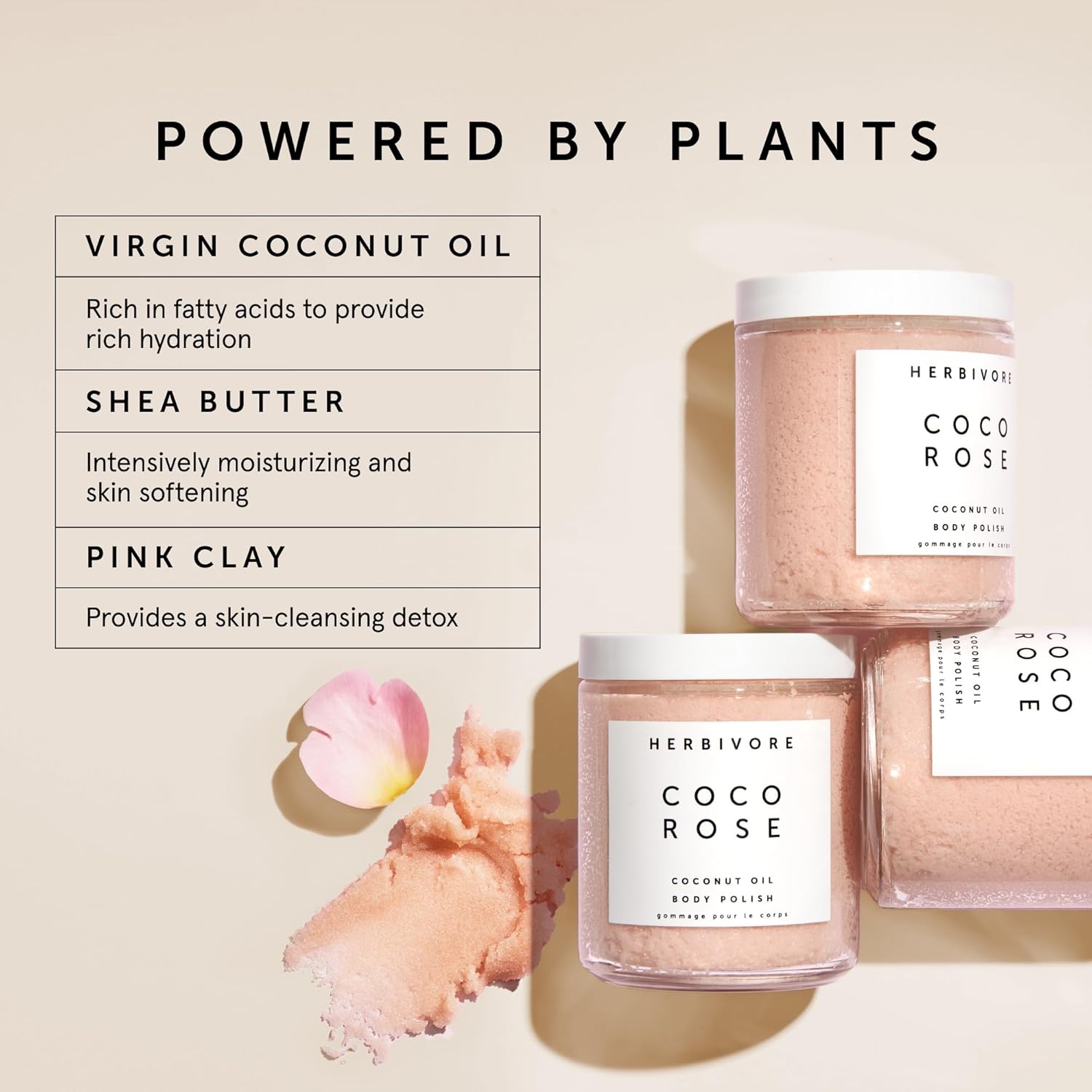 HERBIVORE In-Shower Moisturizer and Exfoliating Body Scrub with Virgin Coconut Oil and Shea Butter, Plant-based, Vegan, Cruelty-Free