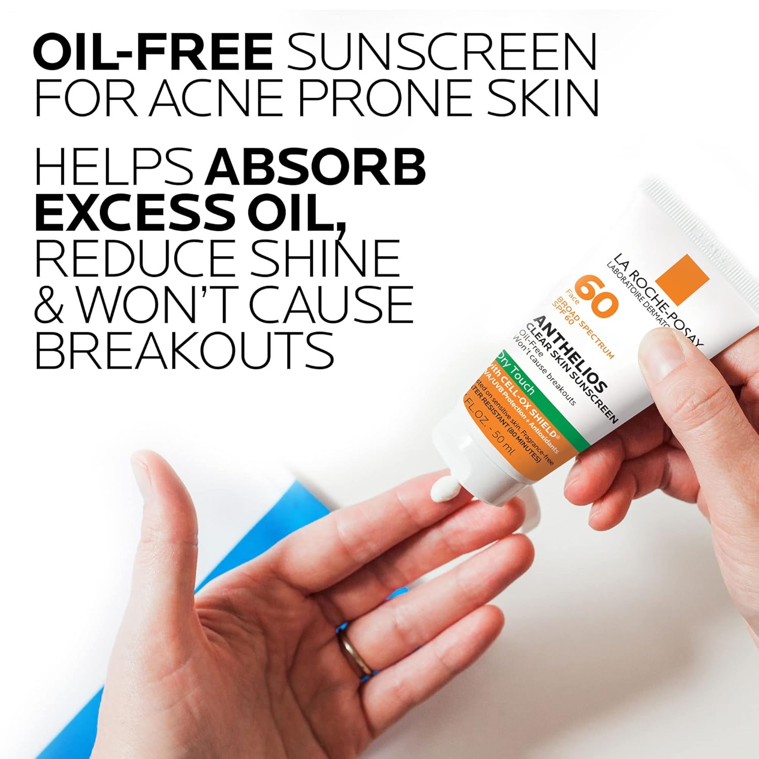 La Roche-Posay Anthelios Clear Skin Dry Touch Sunscreen SPF 60 | Oil Free Sunscreen For Face | Oil Absorbing | Broad Spectrum SPF + Antioxidants | Non-Greasy | Oxybenzone Free | Travel Size